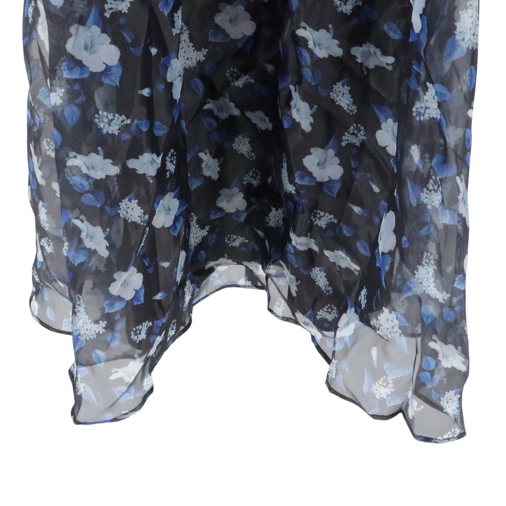 NWT Lulus Delightful Look Midi Dress Floral Organza Sweetheart Blue Black M - Picture 5 of 10